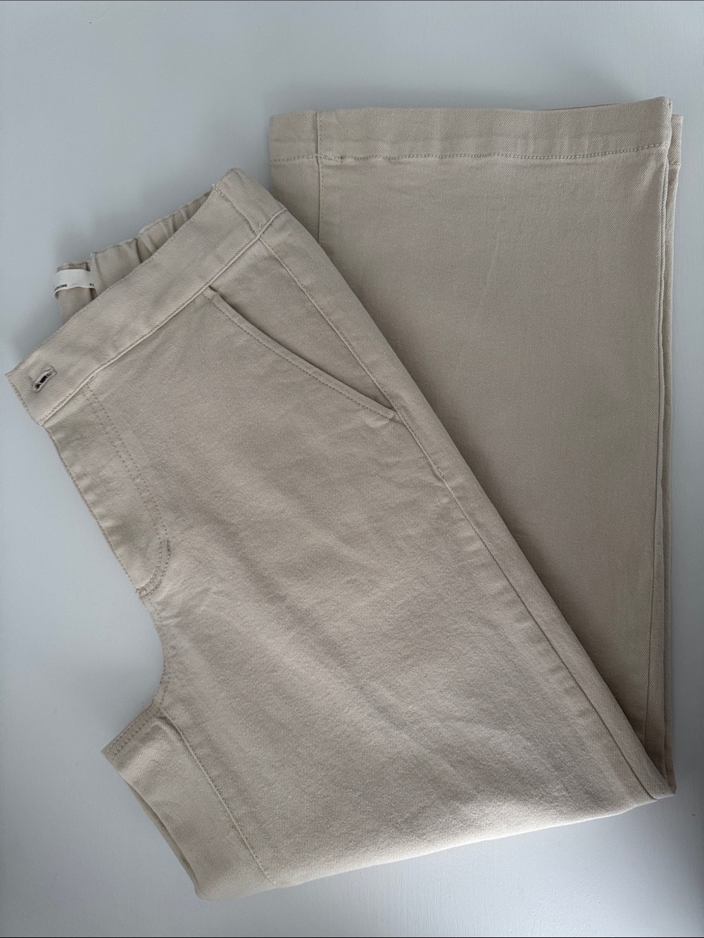 Cropped Length Twill Wide Leg Pant